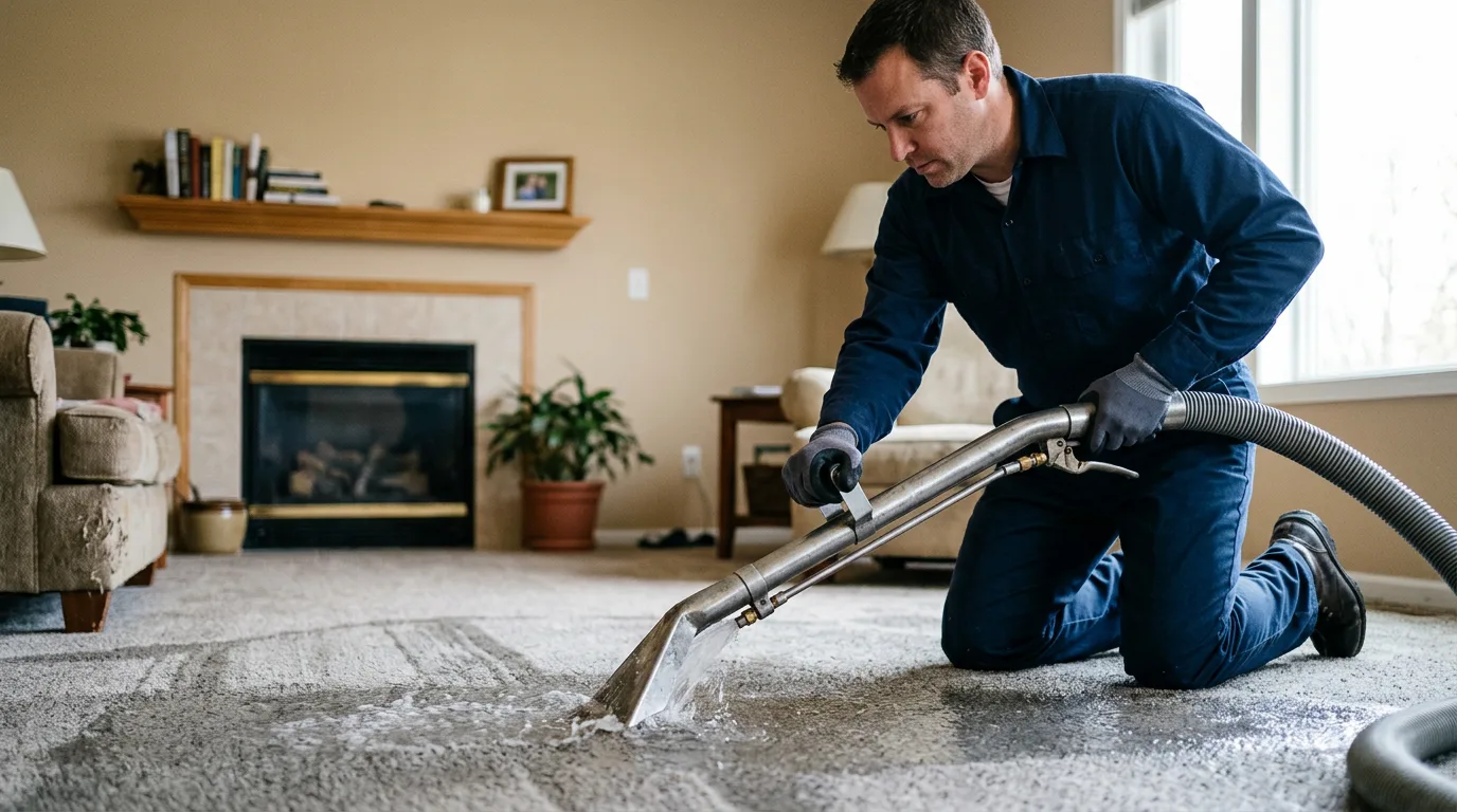 Water damage restoration technician working near Farmersburg, IA